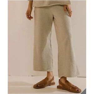 Free People Beach Ivory Hailee Cardi Knit Wide Leg Pants Lounge Cozy Boho size S